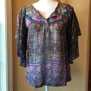 NWOT Anthropologie Postmark floral blouse, XS